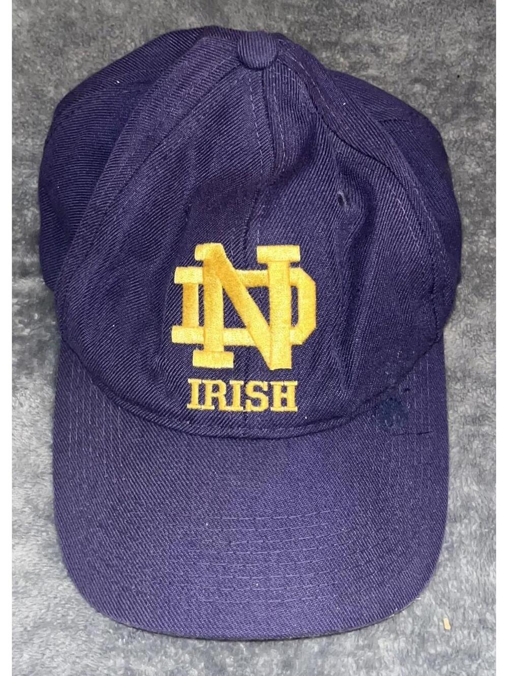 VINTAGE Notre Dame Fighting Irish Blue SnapBack Hat Wool Blend